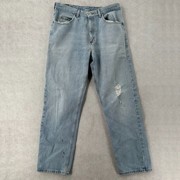 Vintage Wrangler High Rise Mom Blue Jeans 34X31 Country Distressed Western‎ - Picture 1 of 13